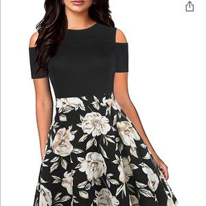 Off ShoulderFloralCasual Pockets Swing Dress